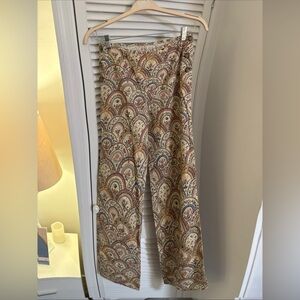 Paisley wide leg pants, embroidery print, small